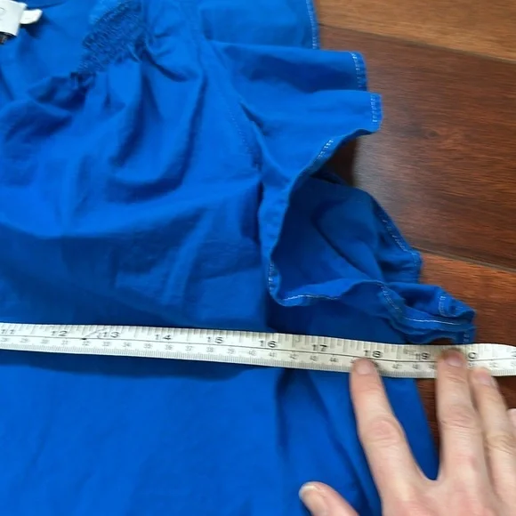 Anthropologie HD in Paris cerulean blue flutter sleeve blouse size 2 - Picture 4 of 6